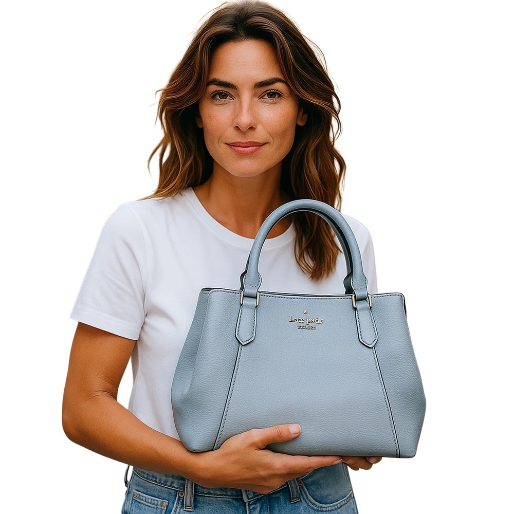 Kate Spade Gray Pebbled Leather Satchel Tote Cameron Street Style - Picture 3 of 9